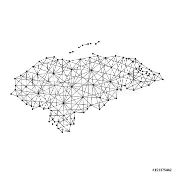 Picture of Map of Honduras from polygonal black lines and dots of vector illustration